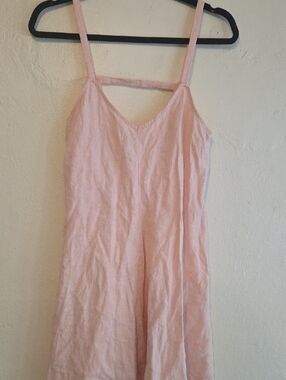 Mango Pink Linen Spaghetti-Strap Slip Dress